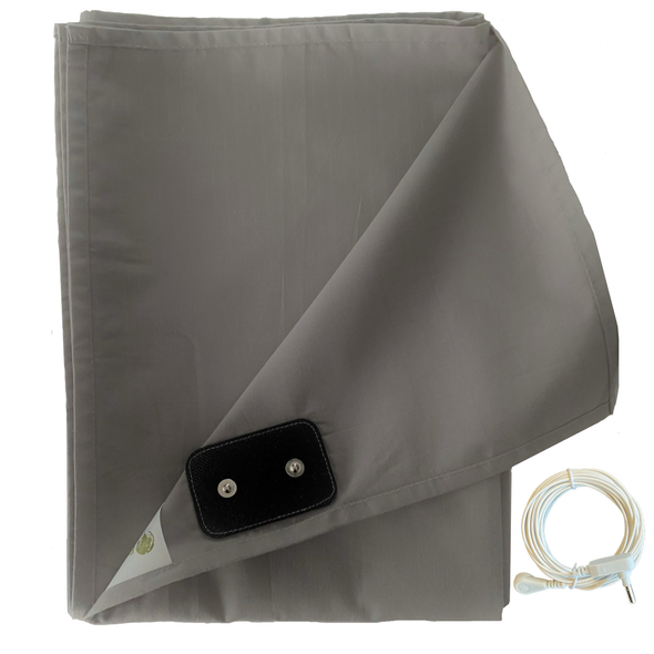 Half bed sheet (grey 90*270cm/35*106 inch). 95% cotton, 5% silver. Demi-drap de lit reconnexion à la terre .