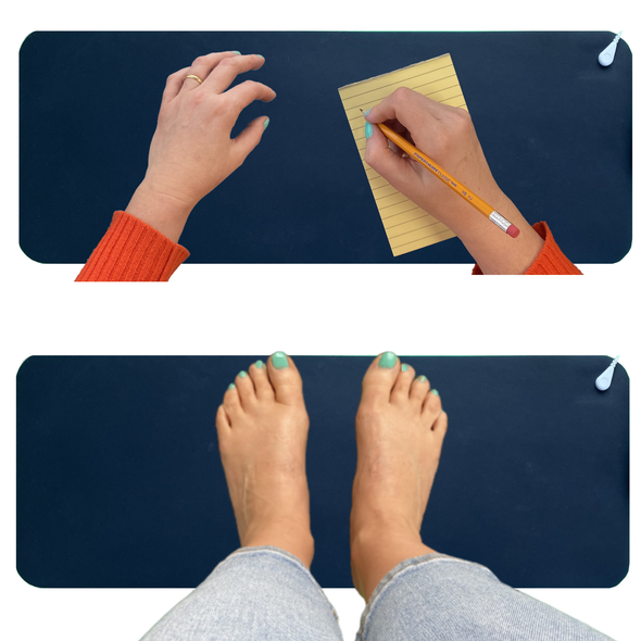 Sous-mains (ou pieds!) reconnexion à la terre. Versatile ground connection mat. Versatile, it can be used as a desk pad, mouse pad, extra pad for feet, arms or other part of the body.